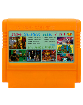 Збірник Ігор RMC Famicom Dendy 7 in 1 Chip Dale 2, TMNT 1, Guerrilla War, Jewelry, Adventure Island, Gyruss, 634 Sword M-022 90х TV Game Англійська Версія Тільки Картридж Б/У