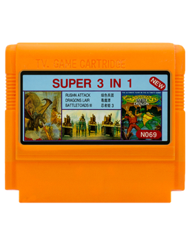 Збірник Ігор RMC Famicom Dendy 3 in 1 Rush'n Attack, Dragon's Lair, Battletoads 1 N069 90х TV Game Англійська Версія Тільки Картридж Б/У