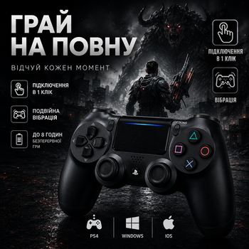 Джойстик беспроводной для ПК PS4 геймпад для Android iOS TV Windows смартфон планшета джостик игровой контроллер bluetooth wireless controller для PlayStation Black