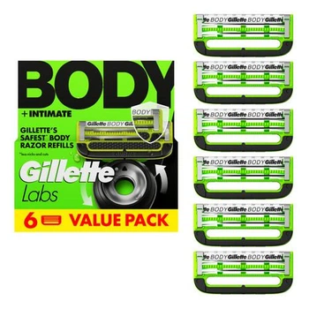Сменные картриджи для бритья (лезвия кассеты) Gillette Labs BODY Intimate 6 шт. для интимных зон и тела