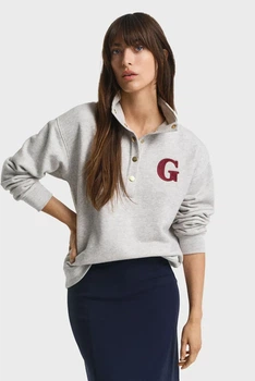 Жіноча світло-сіра спортивна кофта G BADGE HALF BUTTON UP Gant XS 4202552