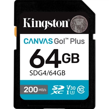 Карта памяти Kingston SDG4 64GB Canvas Go! Plus SDXC Class 10 UHS-I 4K для камеры и видео (SDG4/64GB)