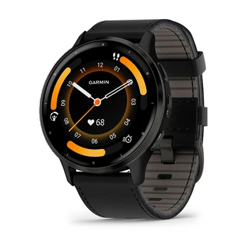Смарт-часы GARMIN Venu 3 Slate S. Steel Bezel w. Black Case and Leather Band (010-02784-52/02)