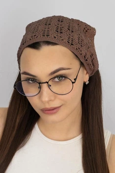 Вязаная ажурная косынка-бандана Braxton 1574 коричневый 56-59 р