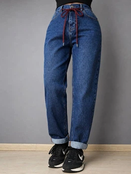 Джинси жіночі Vanver 2110 Mom Jeans банани на резинці великі розміри 36 сині