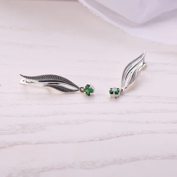 Серьги серебряные Вербочка Emerald 925 Zirkon
