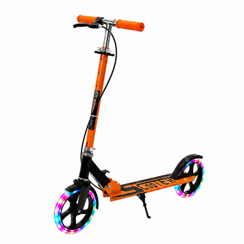 Самокат двухколесный складной с светящимися колесами 200мм Scooter 5252 Orange