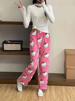 Плюшевые штаны Hello Kitty | Розовые уютные штаны Хеллоу Китти Размер-XL