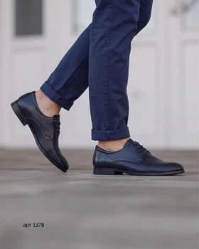 Туфлі чоловічі Derby Kangfu 44 (28 см) Navy Blue (арт 1378)