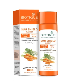 SPF 40+ Натуральний сонцезахисний лосьйон для обличчя та тіла | Biotique Sun Shield Carrot Protective Lotion 120 мл