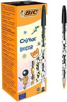 Набір кулькових ручок BIC Cristal Decor Kawaii Чорні 1 мм 20 шт (3086124140867)