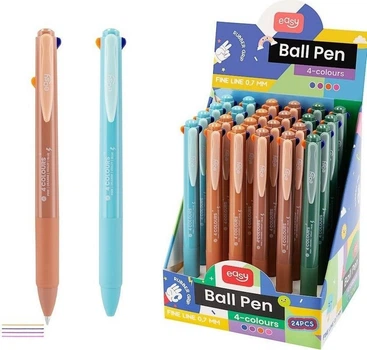 Zestaw długopisów kulkowych Easy Stationery 4 kolory 0.7 mm 24 szt (5905339449764)