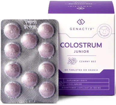 Colostrum Genactiv Colostrum Junior 60 tabletek do ssania Czarny bez (5907546536497)