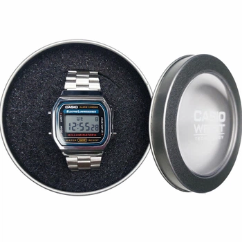 Электронные наручные часы Casio Vintage A168 с подсветкой Illuminator цвет silver