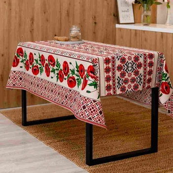 Скатертина бавовняна "Маки" 1.1м х 1.5м