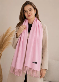 Жіноча шаль-палантин Cashmere з бахромою. 200*70см рожева