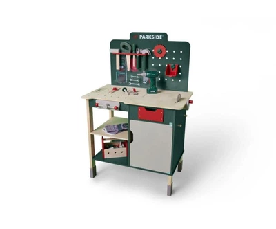 Детский деревянный верстак-мастерская LUPILU Wooden Workbench с инструментами и регулировкой высоты 97 / 101 / 103 см