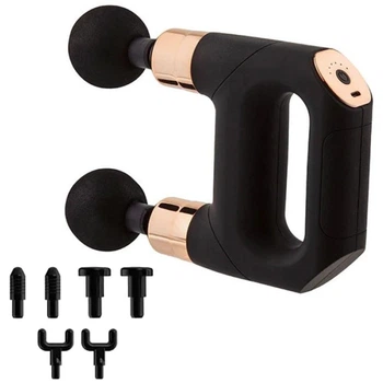 Массажер для мышц аккумуляторный двухголовочный Massage gun XL-768 перкуссионный с 4 насадками USB-зарядка