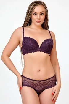 Комплект белья: бюстгальтер push-up и трусики 9414 Balaloum баклажан 75C/M