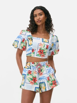 Топ Primark білий в візерунки YFVTG157 S