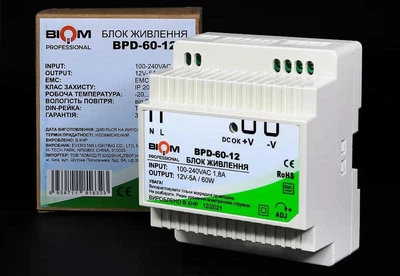 Блок живлення Biom Professional DC12 60W BPD-60-12 5A под DIN-рейку