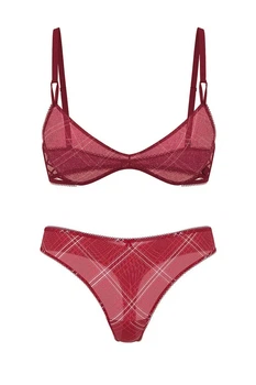 Комплект белья: бюстгальтер push-up и трусики стринг Victoria's Secret 85D/XL Красный (148079)