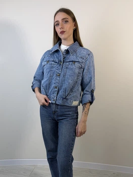 Кроп-жакет котоновий S-3xl Світлий джинс 541Nсд/XL
