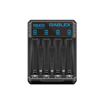 Сетевое зарядное устройство для аккумуляторов Rablex RB403 AA/AAA R3/R6 1.2 В на 4 слота для зарядки аккумуляторных батарей, белое