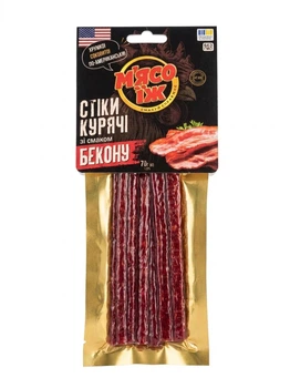 Курячі палички "БЕКОН" 70 г, стіки, снеки, закуски до пива ТМ МʼЯСО.ЇЖ