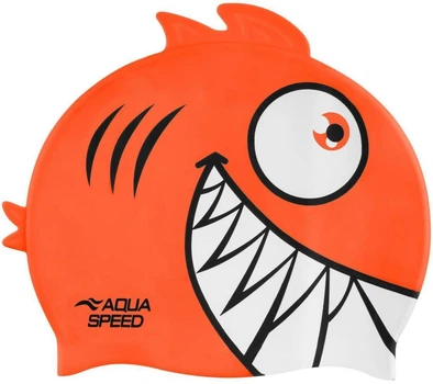Шапочка для плавания AQUA SPEED ZOO Pirana, детская, силиконовая, оранжевая, универсальный размер OSFM (246-75)