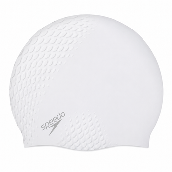 Шапочка для плавания Speedo Bubble Active Cap, взрослая, латексна, белая, универсальный размер OSFM (8-139540003)