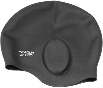 Шапочка для плавания AQUA SPEED Ear Cap, силиконовая, черная, универсальный размер OSFM (128-07)