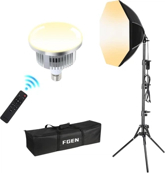 Студійне світло FGen Octagonal Softbox (Восьмикутний софтбокс 50 см, LED 60W, 3000-6500K, Стійка 150 см, Пульт ДУ)