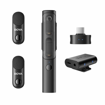 Петличный микрофон-стик для интервью BOYA MAGIC-03 (USB Type-C/3.5 mm jack) + петличная система на 2 микрофона с зарядным кейсом (77750050)