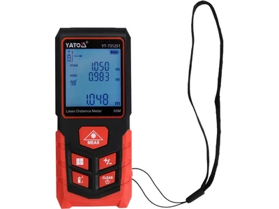 Лазерный дальномер YATO YT-731251 50 м компактный с ЖК-дисплеем и защитным чехлом, питание от 2×AAA батареек