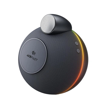 Акустика ACEFAST K10 Air, speaker with wireless charger, IPX4, BT5.4, Qi2 25W, RGB, TWS, grey
