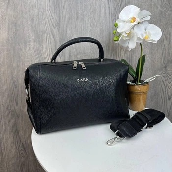 Качественная женская сумка стиль Зара брендовая классическая сумка Zara черная большая (310350)
