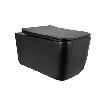 Унитаз подвесной Qtap Gemini Ultra Quiet 485×340×350 мм, Matt Black, с сиденьем Slim Duroplast / Soft-close / Quick Release