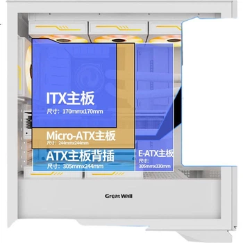 Корпус комп'ютера Great Wall Ice Frost X7W White (материнська плата з кріпленням на задній панелі, магнітна залізна панель, товщина 0,75 мм, легке розбирання з чотирьох боків, підтримка водяного охолодження 360 мм, 9 позицій для вентиляторів, 5090)