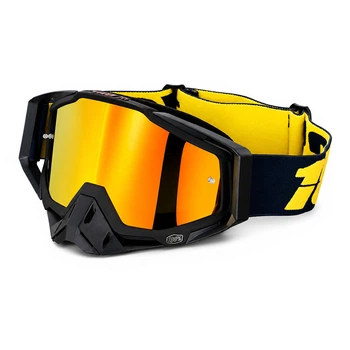 Мото очки 100% C1 Black + Yellow для кроссового шлема ветрозащитные солнцезащитные