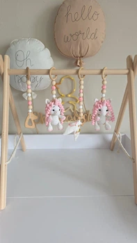 Підлоговий мобіль BABY GYM з іграшками, стійка Монтессорі, тренажер для немовлят, Єдинорожки