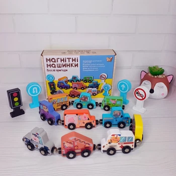 Деревянная игрушка магнитные машинки WToys