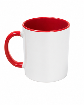 Чашка сублимационная внутри и ручка красная 11 oz color incolor handle sublimation mug-RED