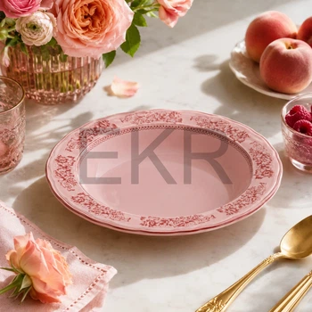 Тарілка порцелянова глибока Heritage Toile Collection 23.5x3.8 см вінтажний рожевий (K311)
