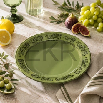 Тарілка порцелянова глибока Heritage Toile Collection 23.5x3.8 см оливковий зелений (K305)