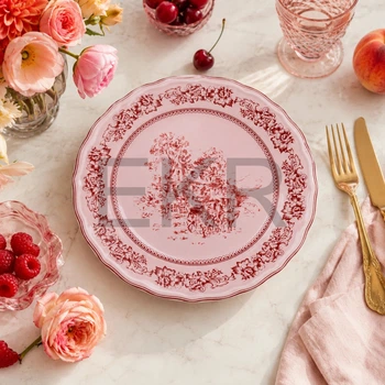 Тарілка порцелянова обідня Heritage Toile Collection 27x2.5 см вінтажний рожевий (K310)