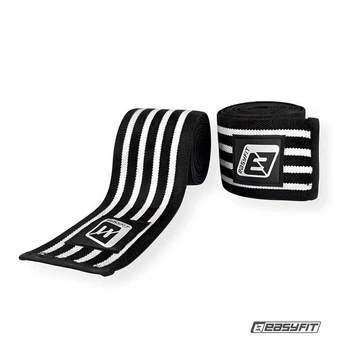 Бинт для присідань EasyFit фіксатор колінного суглоба (чорно-білий)