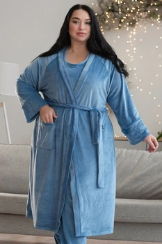 Жіночий велюровий халат великих розмірів MiaNaGreen 3XL Блакитний (mia2009189366301)
