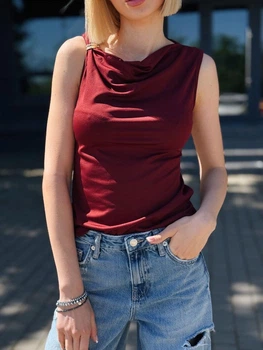 Ассиметричный женский топ Fashion 46/48 бордовый