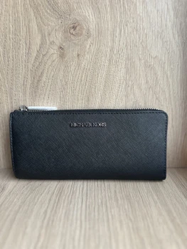 Жіночий гаманець Michael Kors Jet Set Travel Large Saffiano Leather Quarter-Zip Wallet Black